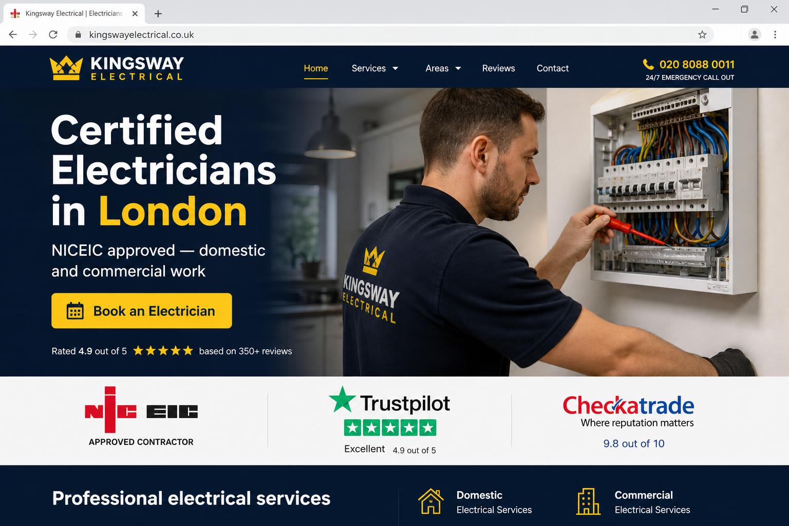 Kingsway Electrical website preview